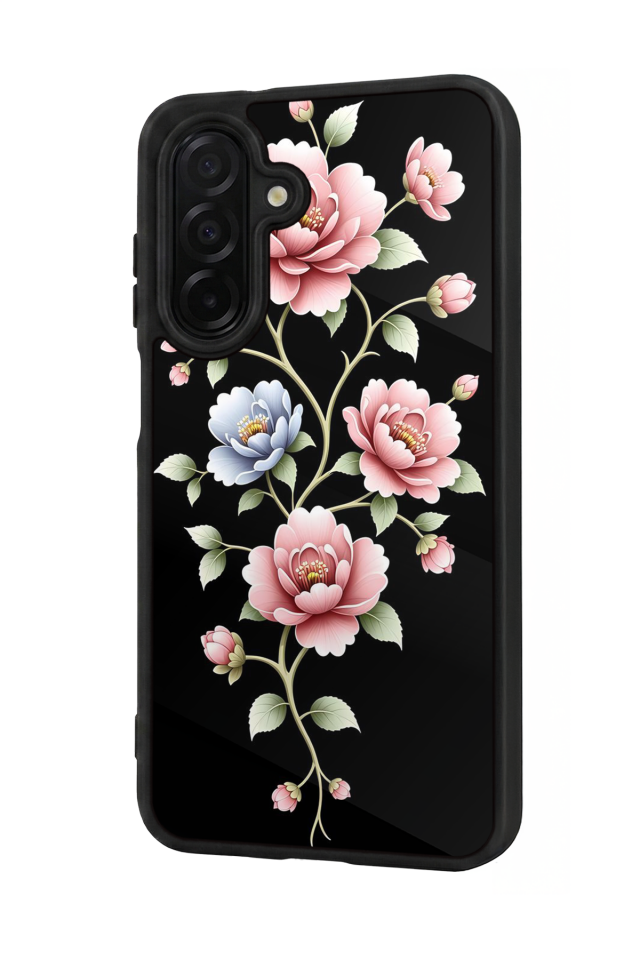Samsung Galaxy A56 Uyumlu Yaldizli Cicek Tasarımlı Glossy Premium Kılıf