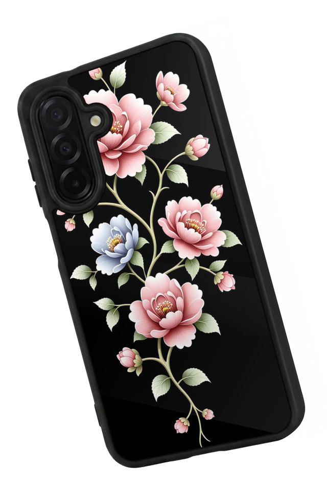 Samsung Galaxy A56 Uyumlu Yaldizli Cicek Tasarımlı Glossy Premium Kılıf