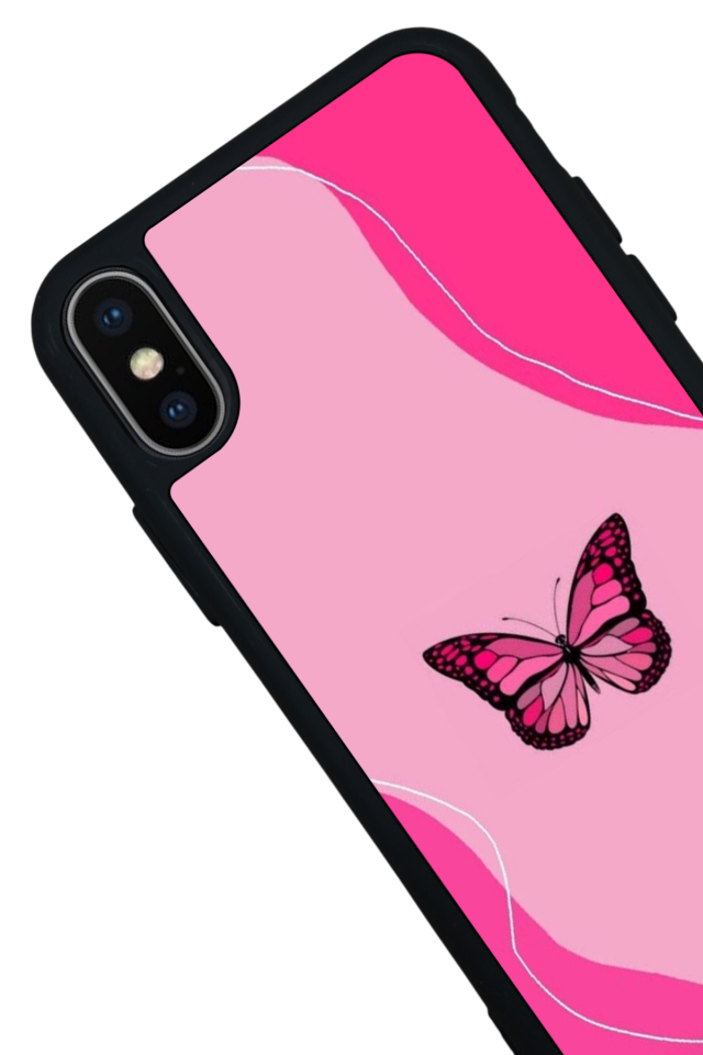 iPhone X/ XS Uyumlu Kelebek Tasarımlı Glossy Premium Kılıf