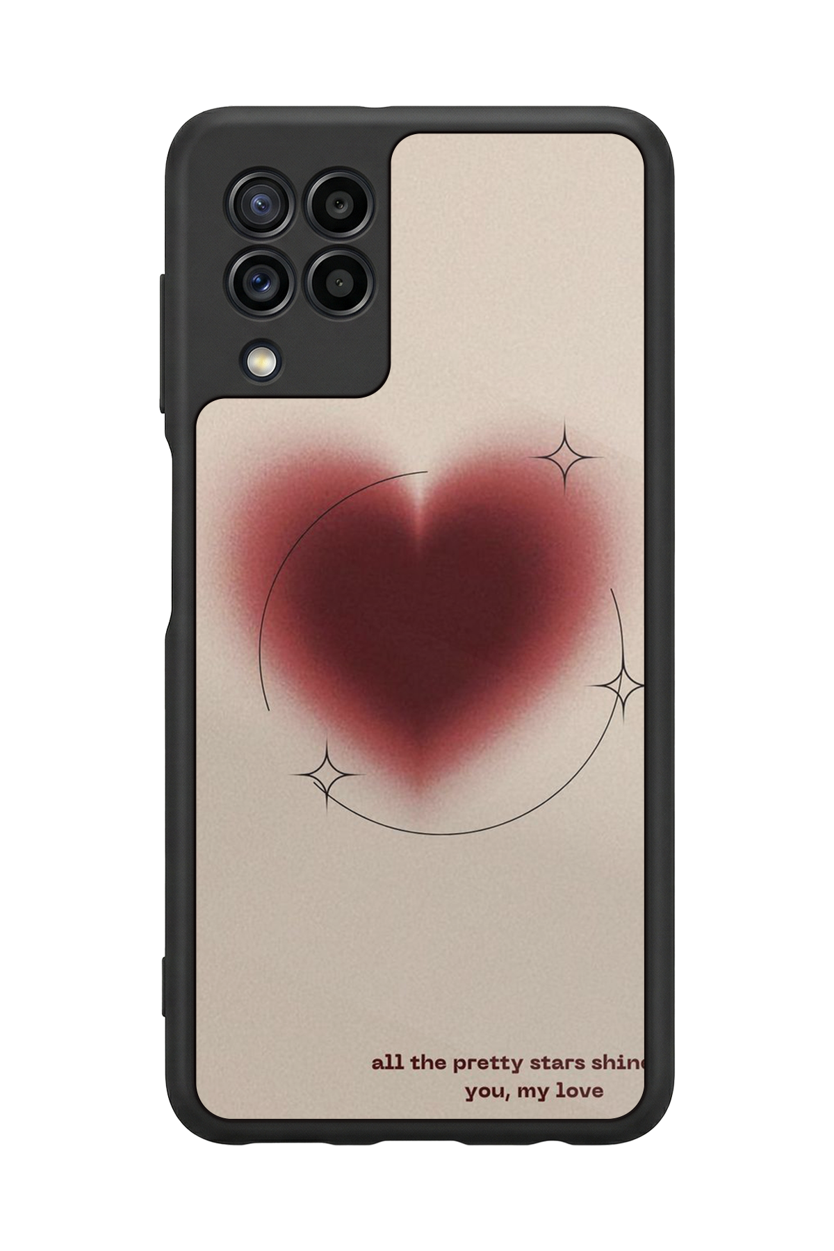 Samsung Galaxy M32 Uyumlu Kalp Love Tasarımlı Glossy Premium Kılıf