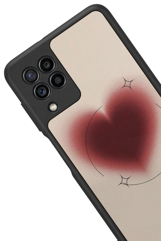 Samsung Galaxy M32 Uyumlu Kalp Love Tasarımlı Glossy Premium Kılıf
