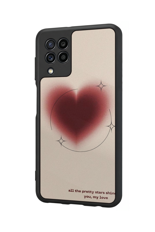 Samsung Galaxy M32 Uyumlu Kalp Love Tasarımlı Glossy Premium Kılıf