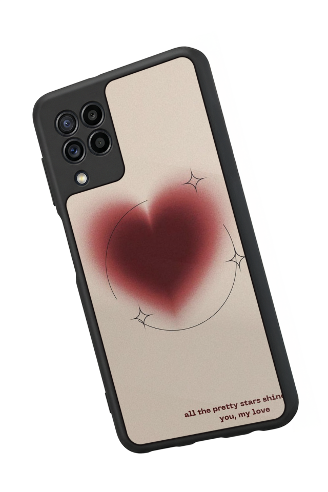 Samsung Galaxy M32 Uyumlu Kalp Love Tasarımlı Glossy Premium Kılıf