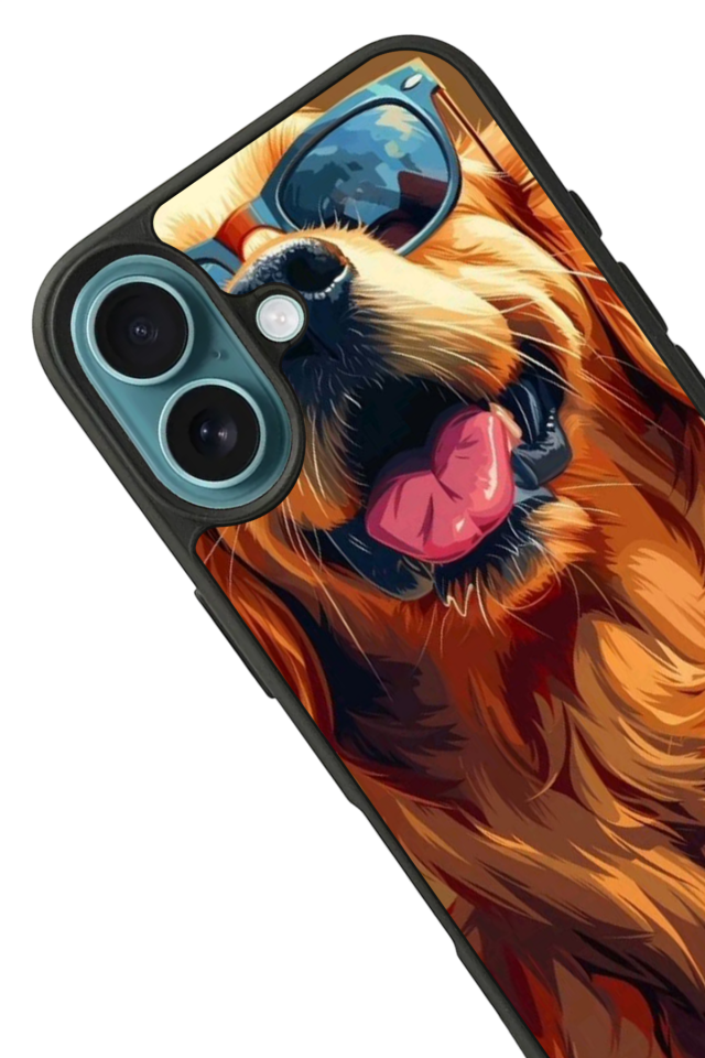 iPhone 16 Plus Uyumlu Golden Kopek Tasarımlı Glossy Premium Kılıf