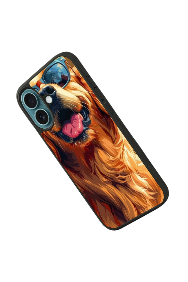 iPhone 16 Plus Uyumlu Golden Kopek Tasarımlı Glossy Premium Kılıf