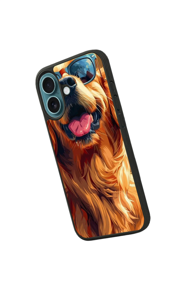 iPhone 16 Plus Uyumlu Golden Kopek Tasarımlı Glossy Premium Kılıf