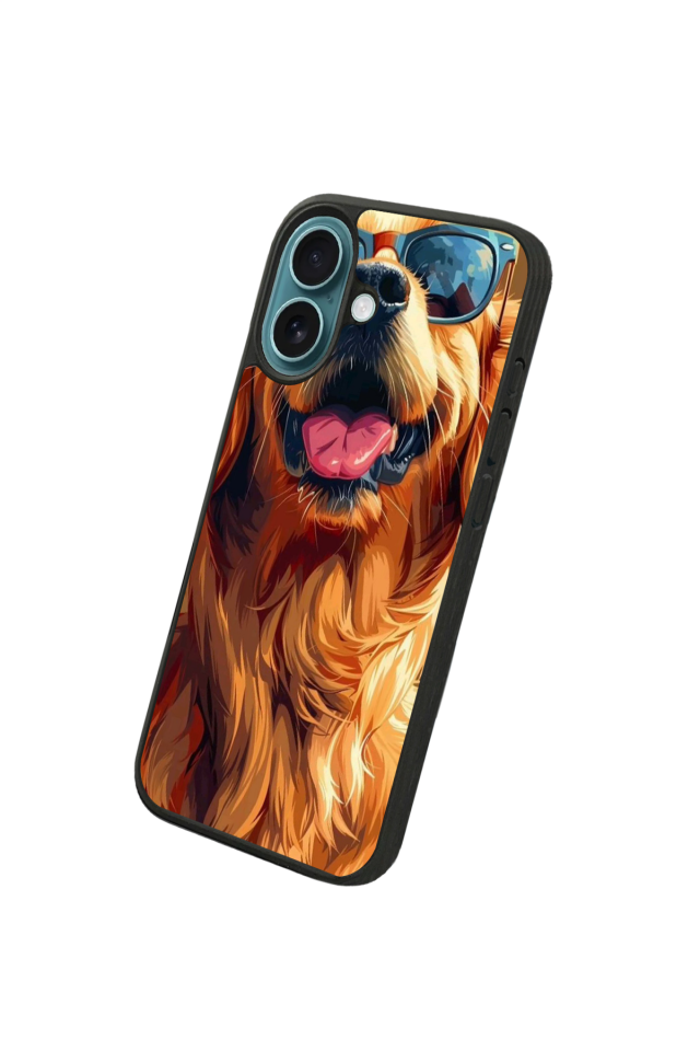 iPhone 16 Plus Uyumlu Golden Kopek Tasarımlı Glossy Premium Kılıf