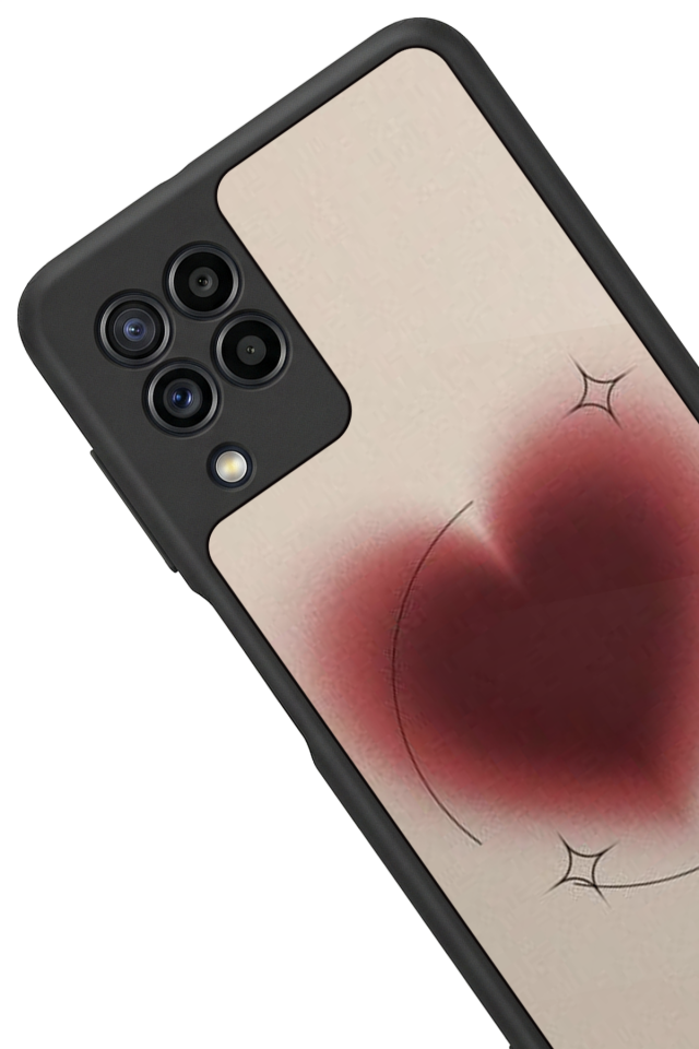 Samsung Galaxy M32 Uyumlu Kalp Love Tasarımlı Glossy Premium Kılıf