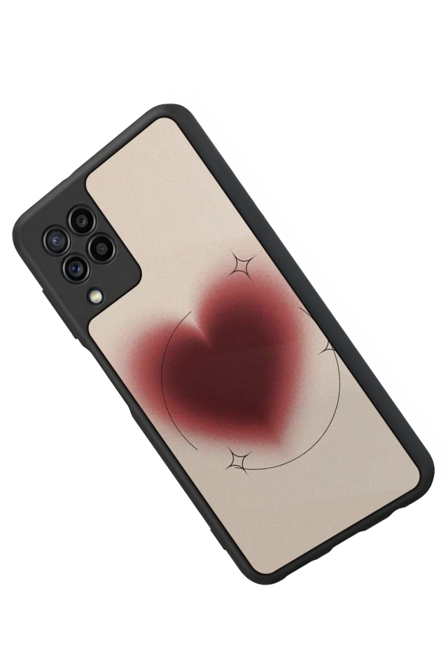 Samsung Galaxy M32 Uyumlu Kalp Love Tasarımlı Glossy Premium Kılıf