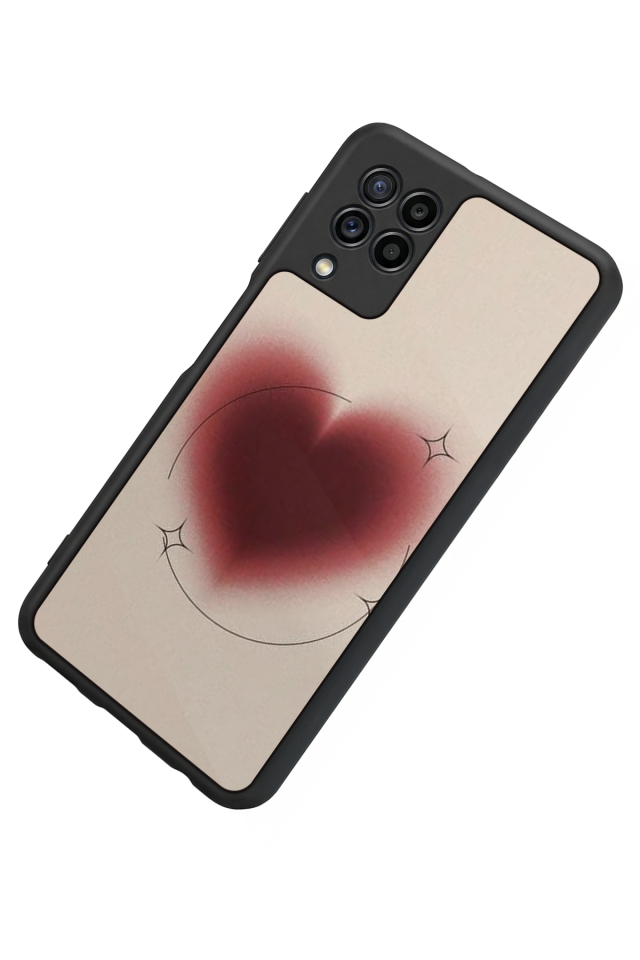 Samsung Galaxy M32 Uyumlu Kalp Love Tasarımlı Glossy Premium Kılıf