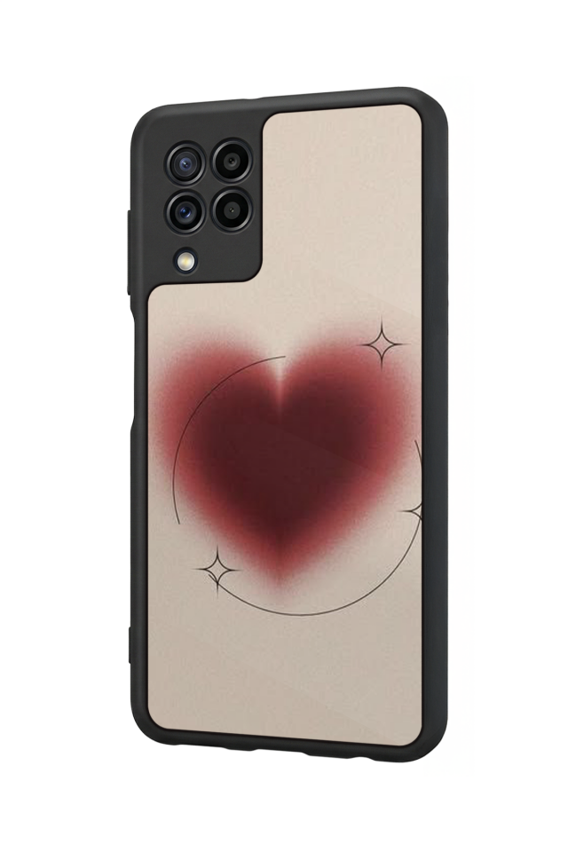 Samsung Galaxy M32 Uyumlu Kalp Love Tasarımlı Glossy Premium Kılıf