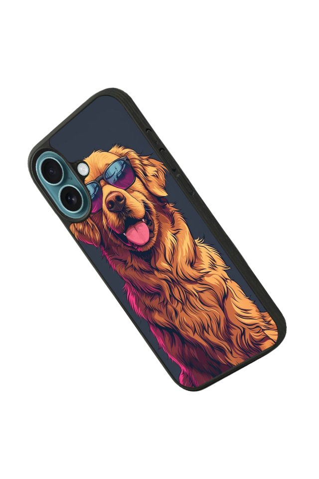 iPhone 16 Plus Uyumlu Golden Kopek Tasarımlı Glossy Premium Kılıf