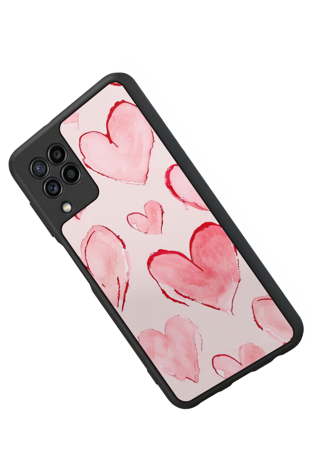 Samsung Galaxy M32 Uyumlu Kalp Love Tasarımlı Glossy Premium Kılıf