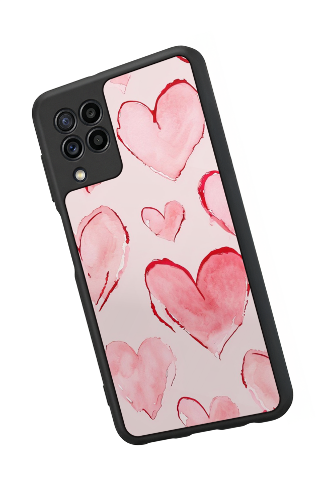 Samsung Galaxy M32 Uyumlu Kalp Love Tasarımlı Glossy Premium Kılıf