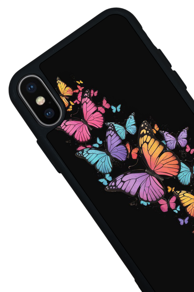 iPhone X/ XS Uyumlu Kelebek Tasarımlı Glossy Premium Kılıf