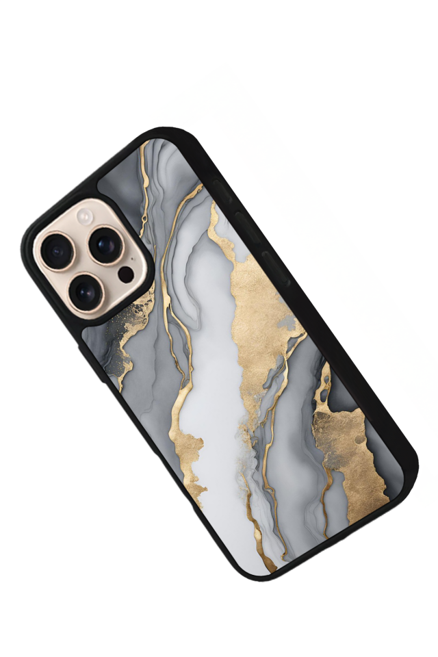 iPhone 16 Pro Uyumlu Mermer Marble Tasarımlı Glossy Premium Kılıf