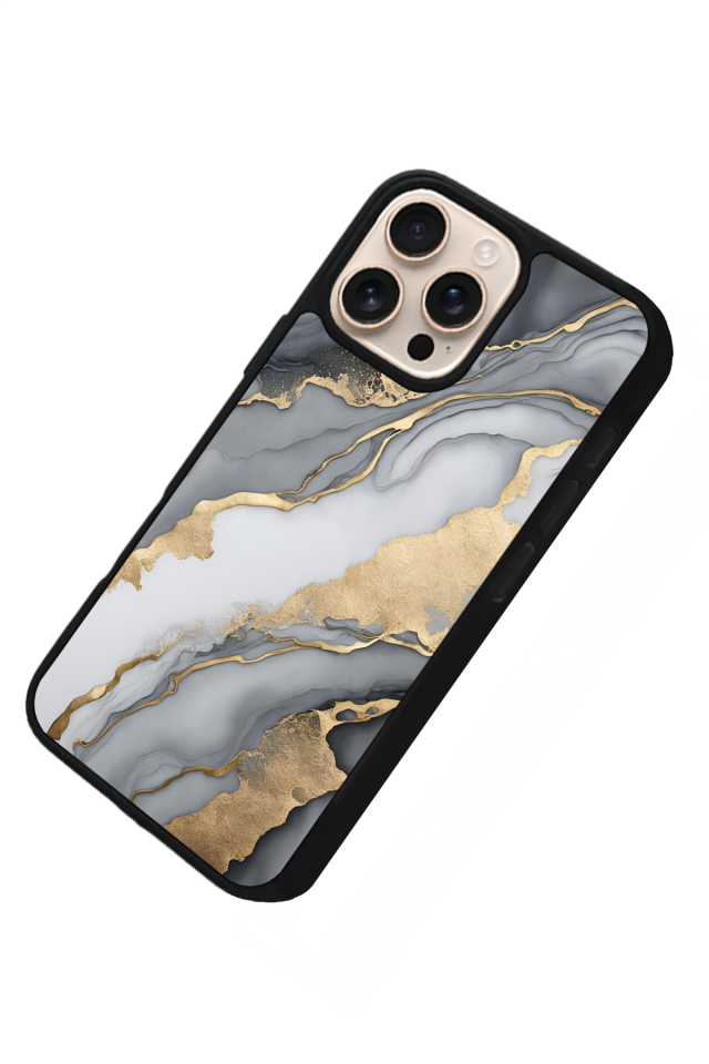 iPhone 16 Pro Uyumlu Mermer Marble Tasarımlı Glossy Premium Kılıf