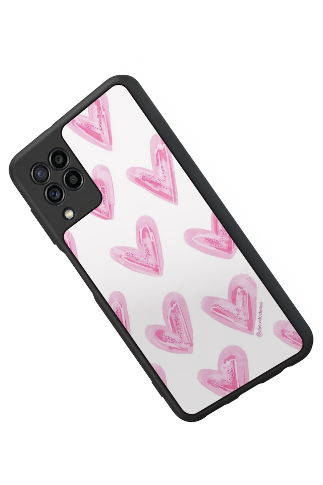 Samsung Galaxy M32 Uyumlu Kalp Love Tasarımlı Glossy Premium Kılıf