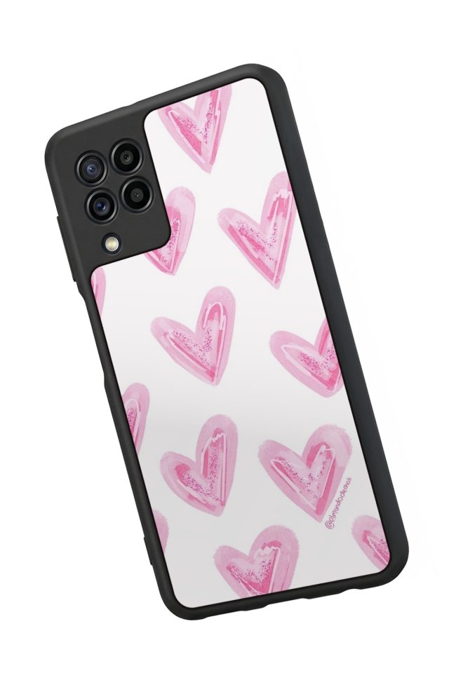 Samsung Galaxy M32 Uyumlu Kalp Love Tasarımlı Glossy Premium Kılıf