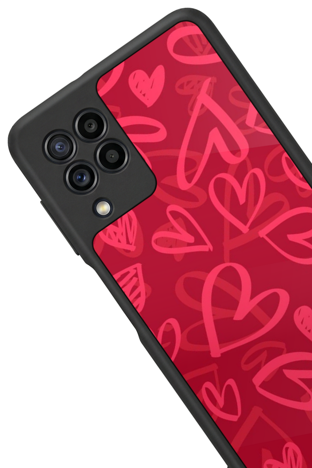Samsung Galaxy M32 Uyumlu Kalp Love Tasarımlı Glossy Premium Kılıf