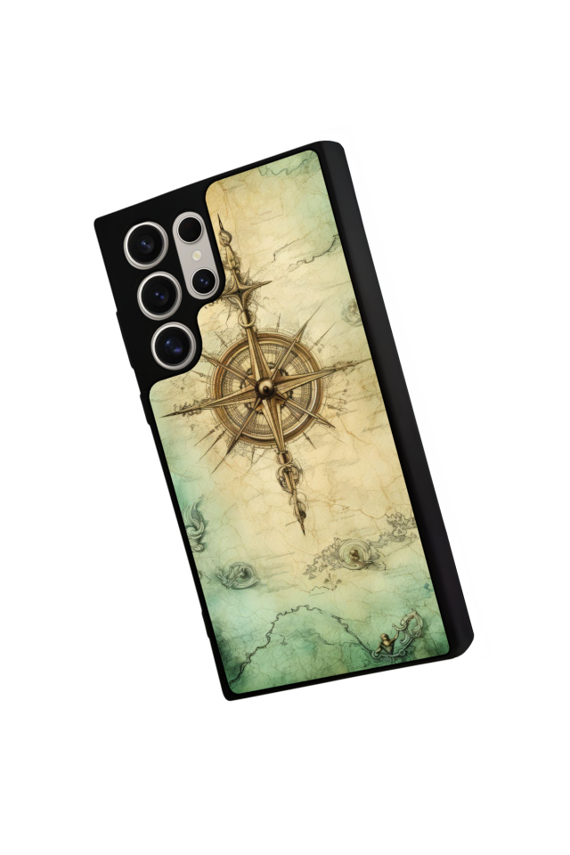 Samsung Galaxy S22 Ultra Uyumlu Pusula Tasarımlı Glossy Premium Kılıf