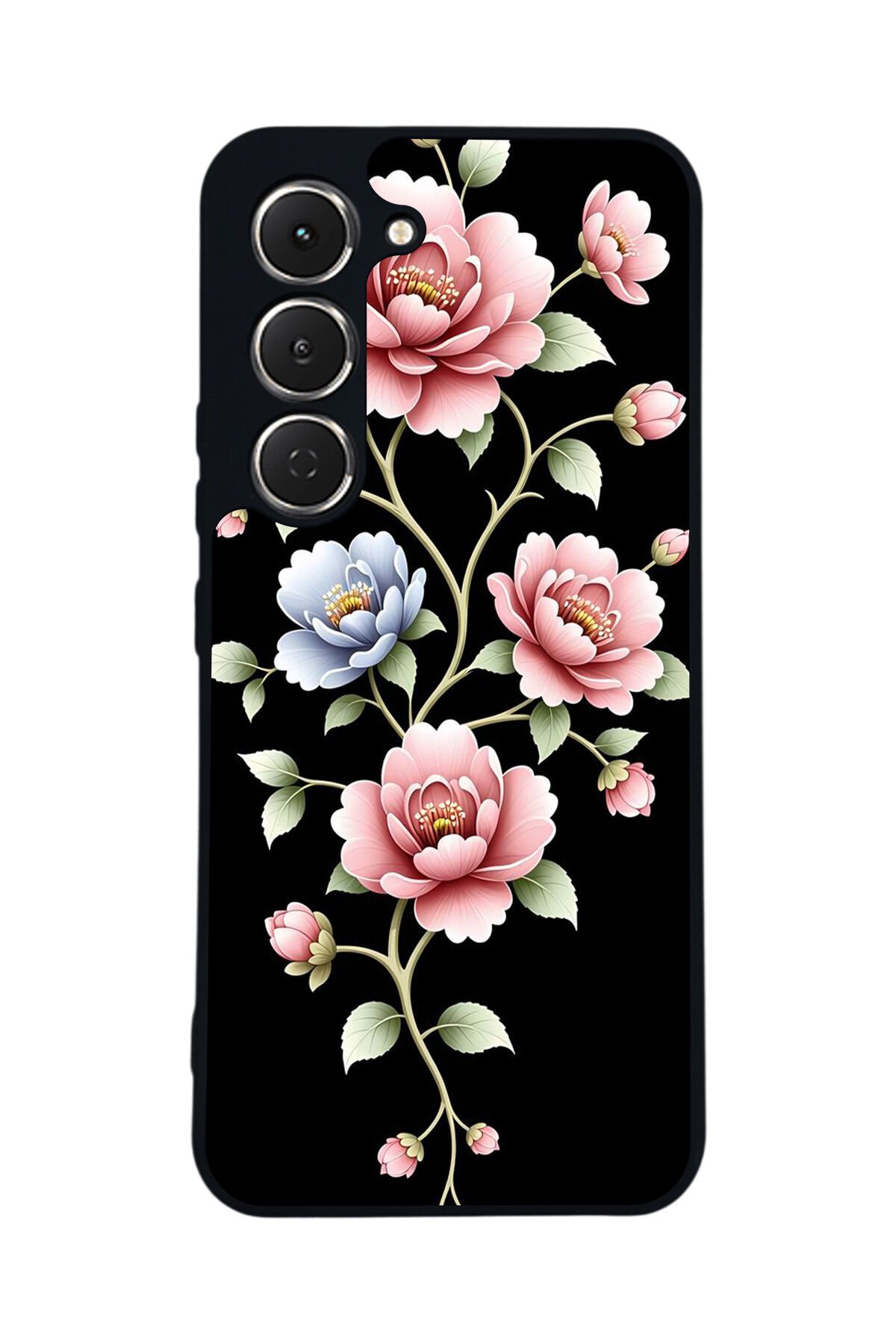 Tecno Spark 40 Pro Uyumlu Yaldizli Cicek Tasarımlı Glossy Premium Kılıf