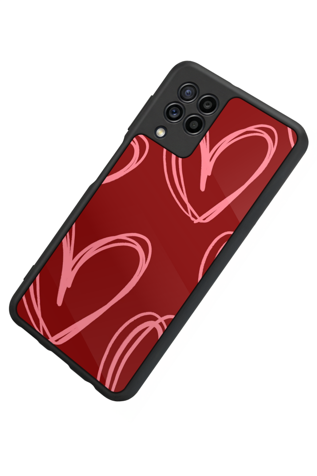 Samsung Galaxy M32 Uyumlu Kalp Love Tasarımlı Glossy Premium Kılıf