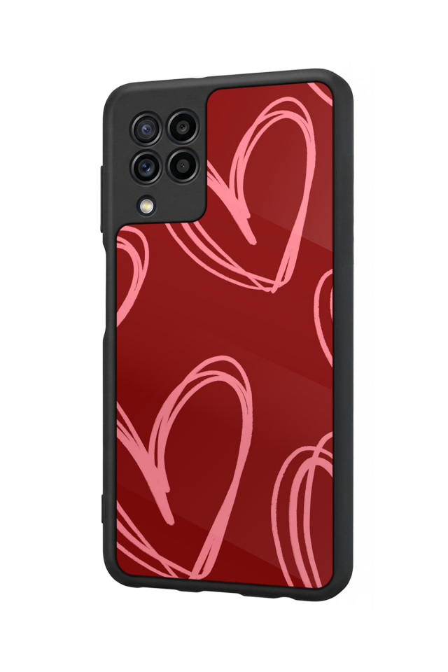 Samsung Galaxy M32 Uyumlu Kalp Love Tasarımlı Glossy Premium Kılıf