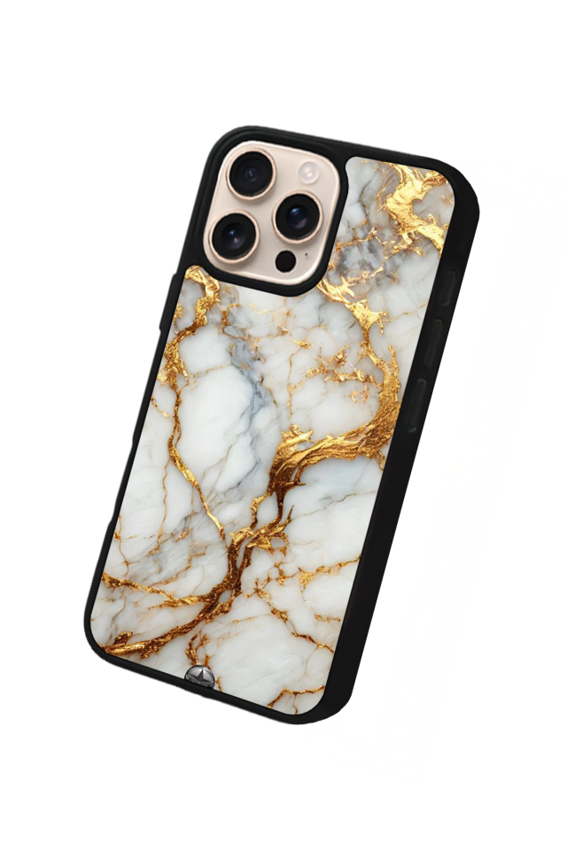 iPhone 16 Pro Uyumlu Mermer Marble Tasarımlı Glossy Premium Kılıf