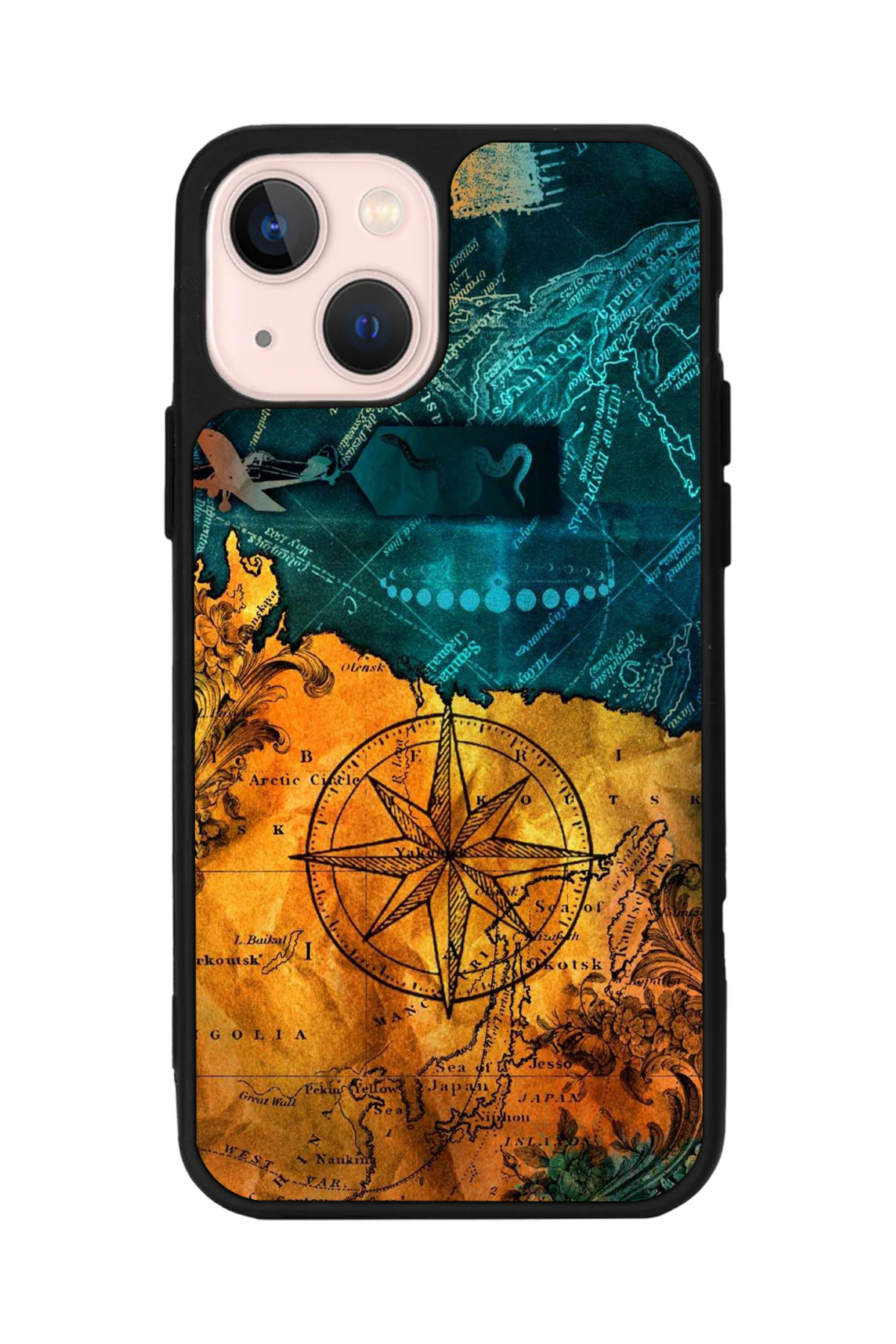 iPhone 14 Plus Uyumlu Pusula Tasarımlı Glossy Premium Kılıf