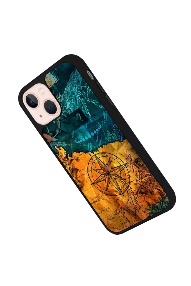 iPhone 14 Plus Uyumlu Pusula Tasarımlı Glossy Premium Kılıf