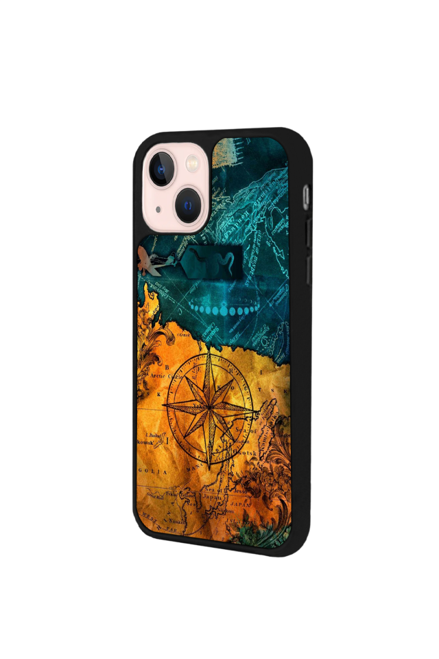 iPhone 14 Plus Uyumlu Pusula Tasarımlı Glossy Premium Kılıf