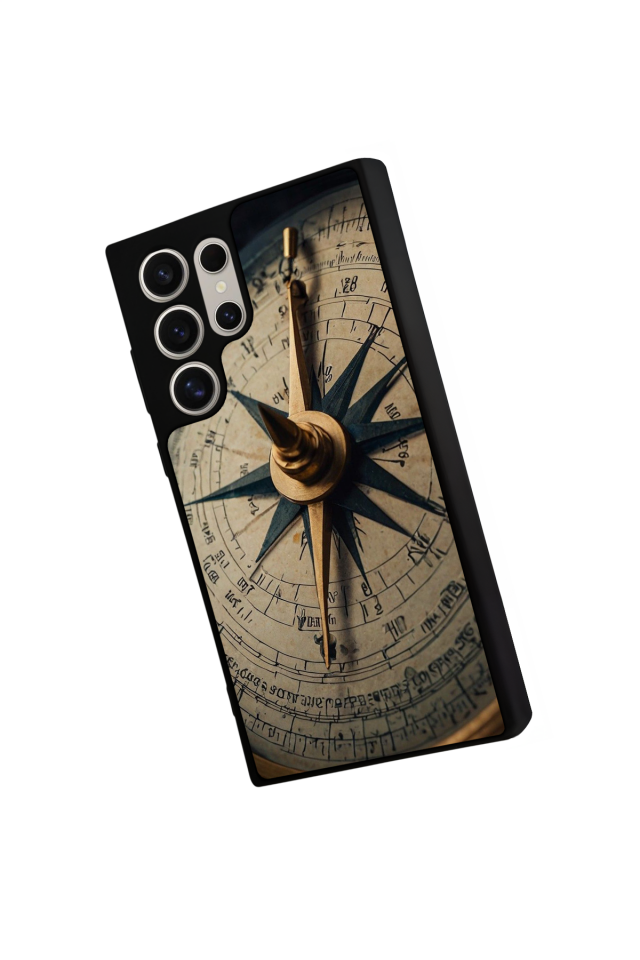 Samsung Galaxy S22 Ultra Uyumlu Pusula Tasarımlı Glossy Premium Kılıf