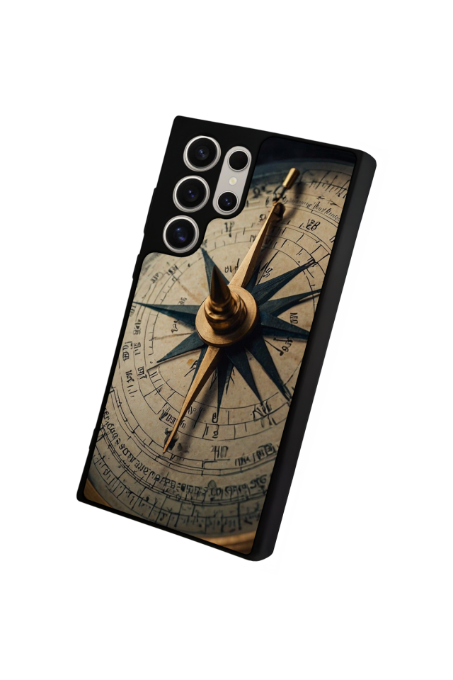 Samsung Galaxy S22 Ultra Uyumlu Pusula Tasarımlı Glossy Premium Kılıf