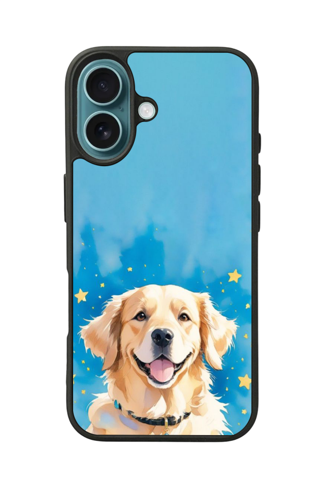 iPhone 16 Plus Uyumlu Golden Kopek Tasarımlı Glossy Premium Kılıf