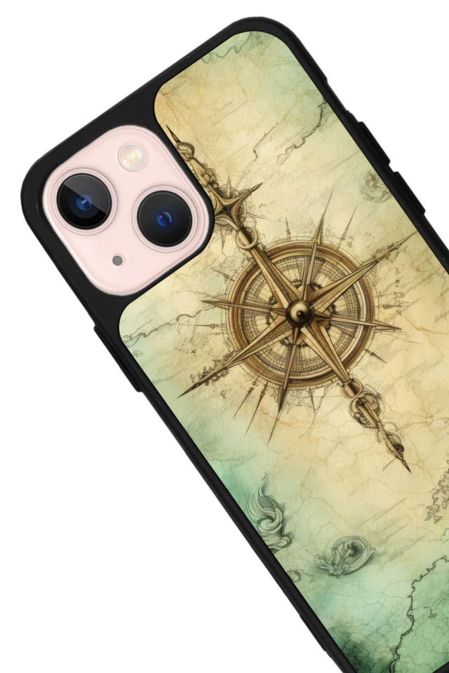 iPhone 14 Plus Uyumlu Pusula Tasarımlı Glossy Premium Kılıf