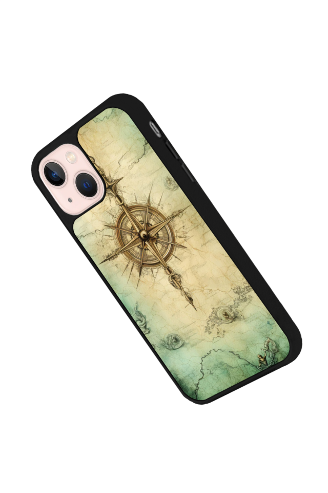 iPhone 14 Plus Uyumlu Pusula Tasarımlı Glossy Premium Kılıf