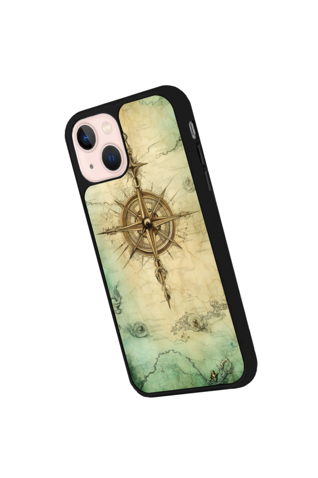 iPhone 14 Plus Uyumlu Pusula Tasarımlı Glossy Premium Kılıf