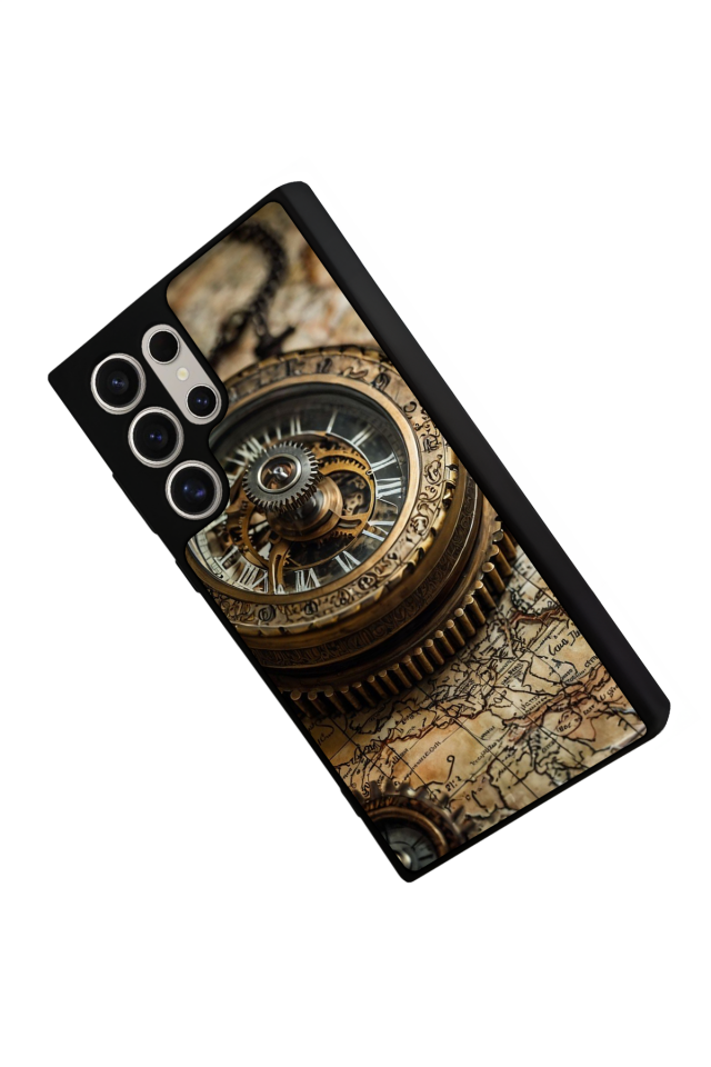 Samsung Galaxy S22 Ultra Uyumlu Pusula Tasarımlı Glossy Premium Kılıf