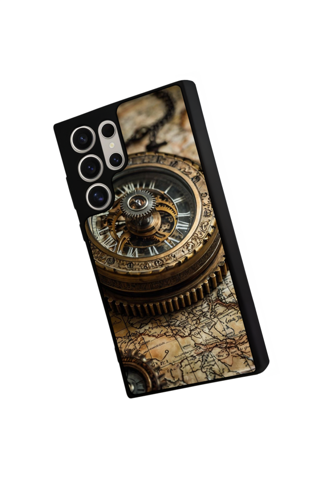 Samsung Galaxy S22 Ultra Uyumlu Pusula Tasarımlı Glossy Premium Kılıf