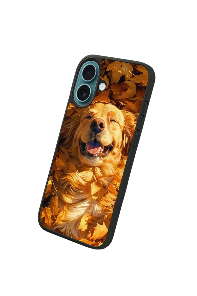 iPhone 16 Plus Uyumlu Golden Kopek Tasarımlı Glossy Premium Kılıf