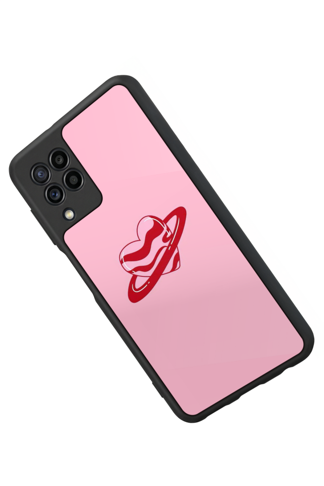 Samsung Galaxy M32 Uyumlu Kalp Love Tasarımlı Glossy Premium Kılıf