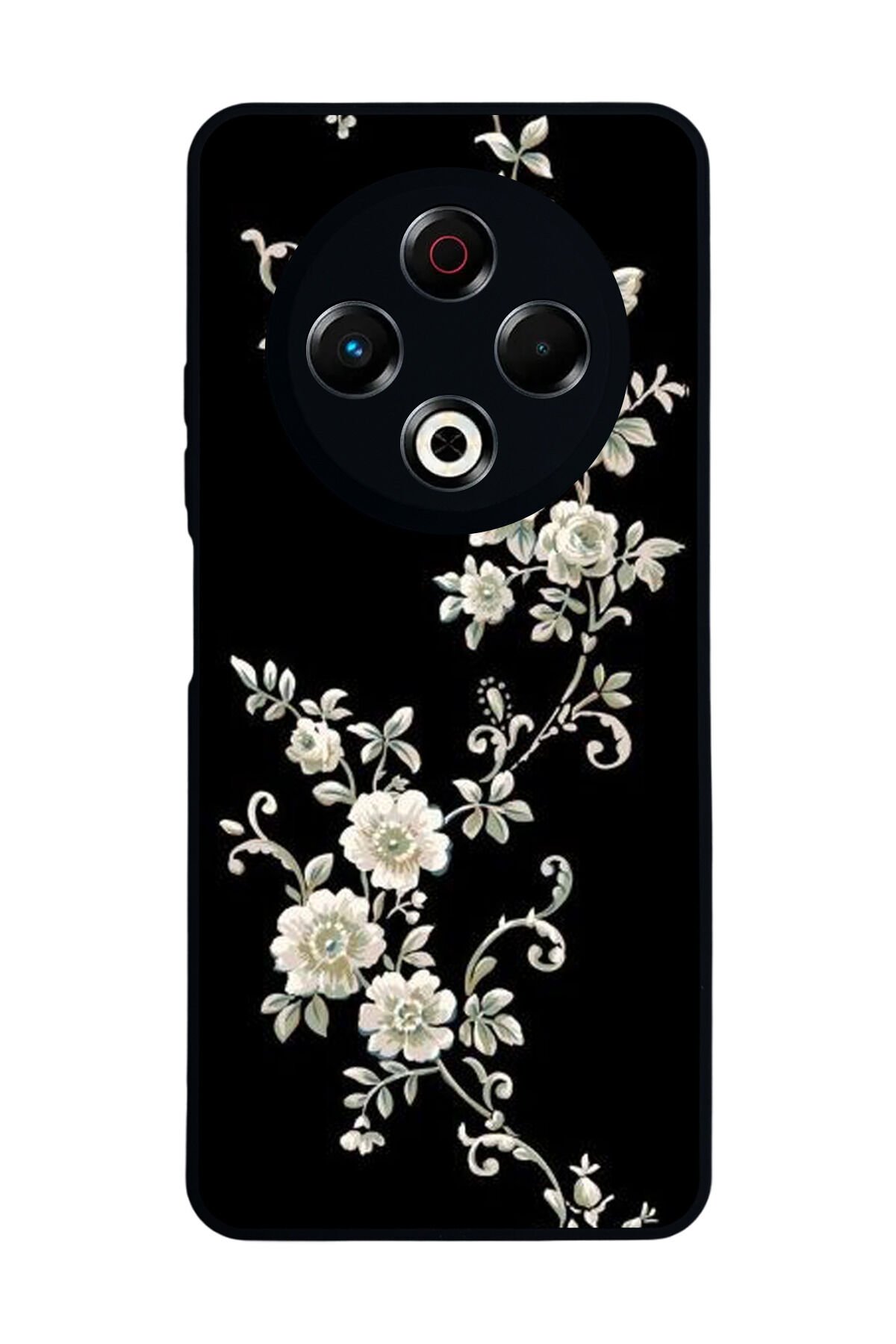 Tecno Spark 30 Uyumlu Yaldizli Cicek Tasarımlı Glossy Premium Kılıf