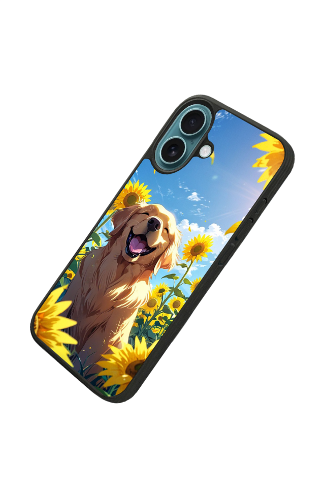 iPhone 16 Plus Uyumlu Golden Kopek Tasarımlı Glossy Premium Kılıf