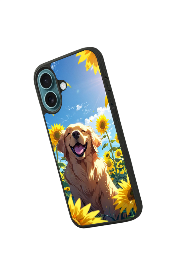 iPhone 16 Plus Uyumlu Golden Kopek Tasarımlı Glossy Premium Kılıf