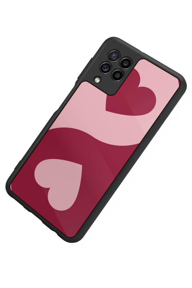 Samsung Galaxy M32 Uyumlu Kalp Love Tasarımlı Glossy Premium Kılıf