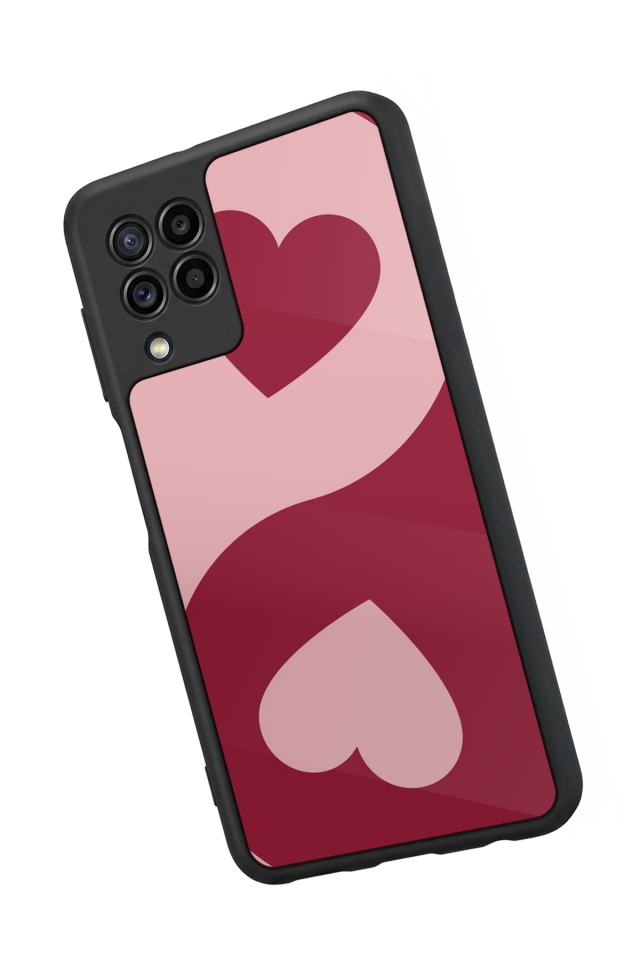 Samsung Galaxy M32 Uyumlu Kalp Love Tasarımlı Glossy Premium Kılıf