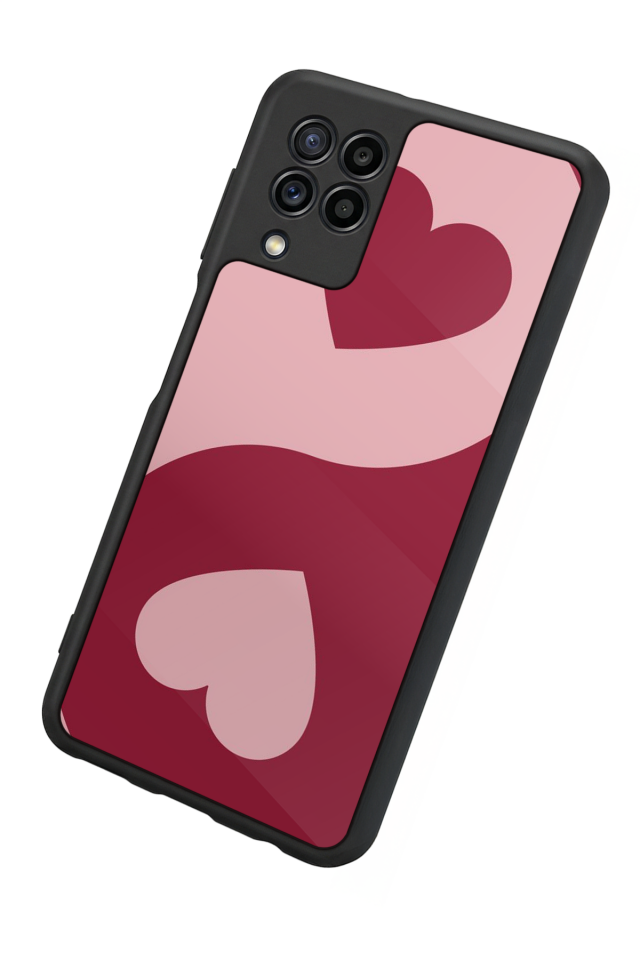 Samsung Galaxy M32 Uyumlu Kalp Love Tasarımlı Glossy Premium Kılıf