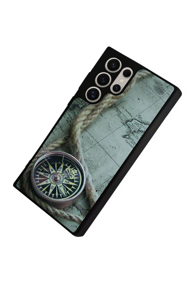 Samsung Galaxy S22 Ultra Uyumlu Pusula Tasarımlı Glossy Premium Kılıf