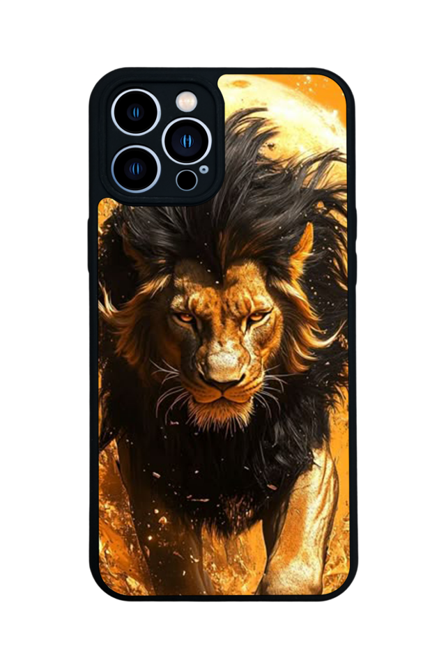 iPhone 12 Pro Max Uyumlu Aslan Tasarımlı Glossy Premium Kılıf